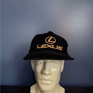 Vintage Lexus Black Corduroy Hat with Gold Logo